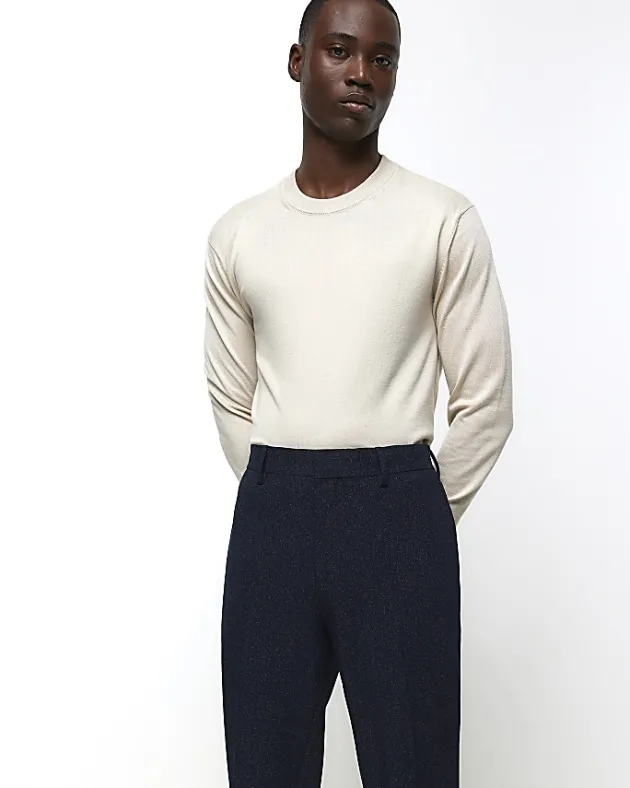 River Island slim fit textured suit trousers< Trousers