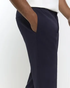River Island slim fit twill pull on smart joggers< Trousers