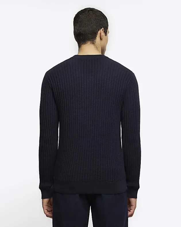 River Island slim fit waffle texture jumper< Jumpers & Cardigans