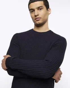 River Island slim fit waffle texture jumper< Jumpers & Cardigans