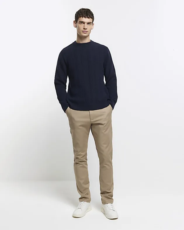 River Island slim fit wool blend crew jumper< Jumpers & Cardigans