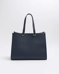 River Island Navy weave geometric shopper bag< Bags, Purses & Luggage