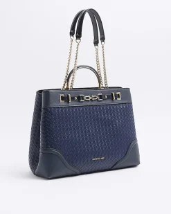 River Island Navy woven chain tote bag< Bags, Purses & Luggage