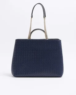 River Island Navy woven chain tote bag< Bags, Purses & Luggage