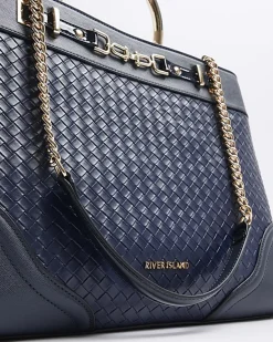 River Island Navy woven chain tote bag< Bags, Purses & Luggage