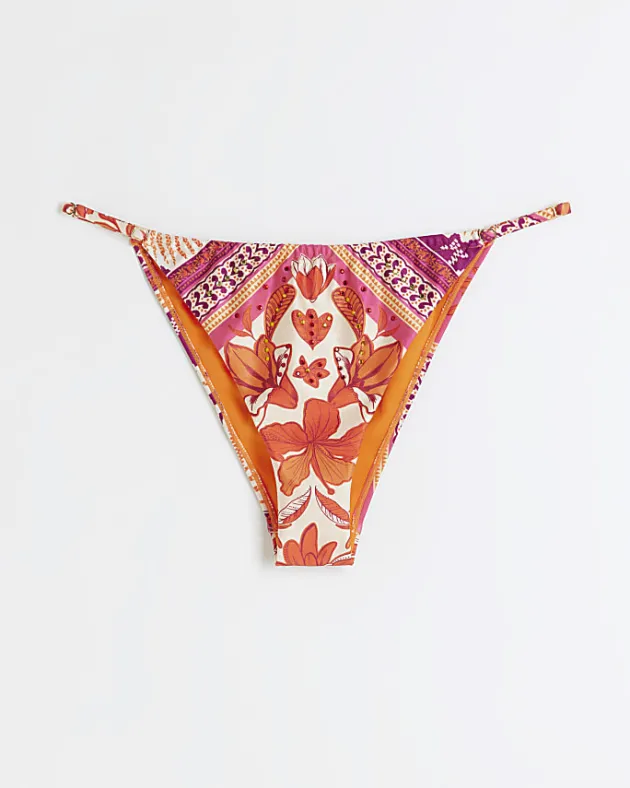 River Island scarf print high leg bikini bottoms< Swimwear & Beachwear