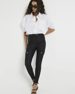 River Island Petite coated cargo skinny jeans< Petite