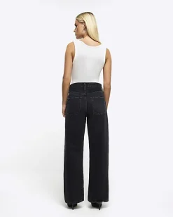River Island Petite high waisted straight leg jeans< Petite