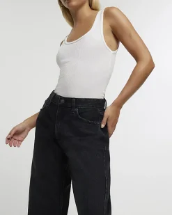 River Island Petite high waisted straight leg jeans< Petite
