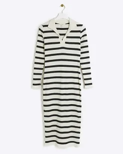 River Island Petite rib stripe bodycon midi dress< Petite