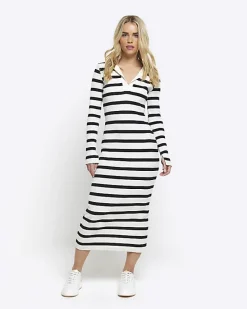 River Island Petite rib stripe bodycon midi dress< Petite