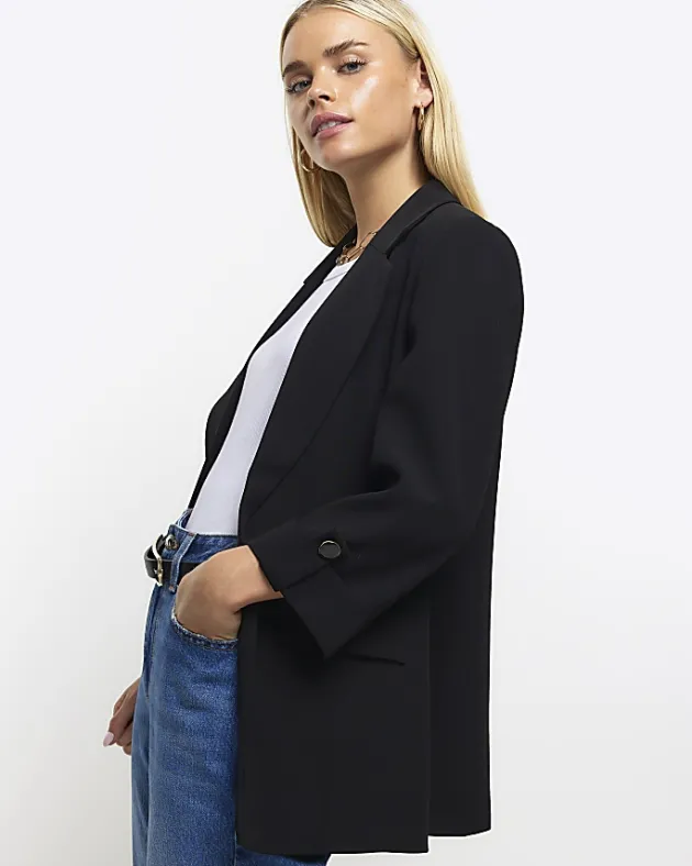 River Island Petite rolled sleeve blazer< Petite