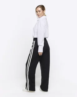 River Island Petite side stripe wide leg joggers< Petite