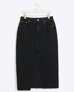 River Island Petite split hem denim maxi skirt< Petite