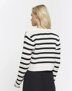 River Island Petite stripe textured knit cardigan< Petite