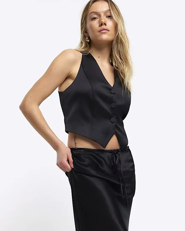 River Island Petite tie waist maxi skirt< Petite