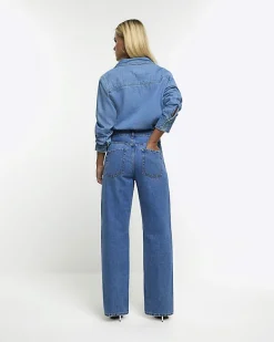 River Island Petite high waisted straight leg jeans< Petite