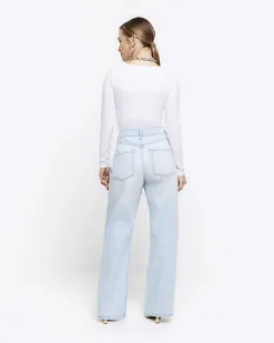 River Island Petite high waisted straight jeans< Petite