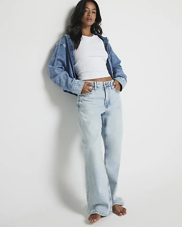 River Island Petite high waisted straight jeans< Petite