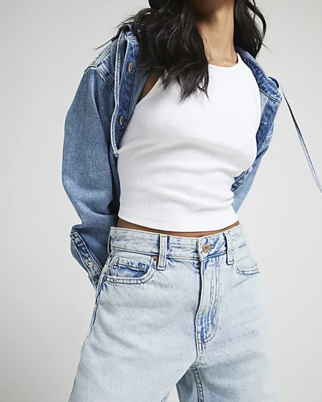 River Island Petite high waisted straight jeans< Petite