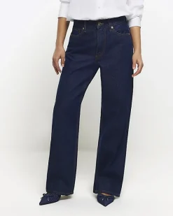 River Island Petite high waisted straight jeans< Petite