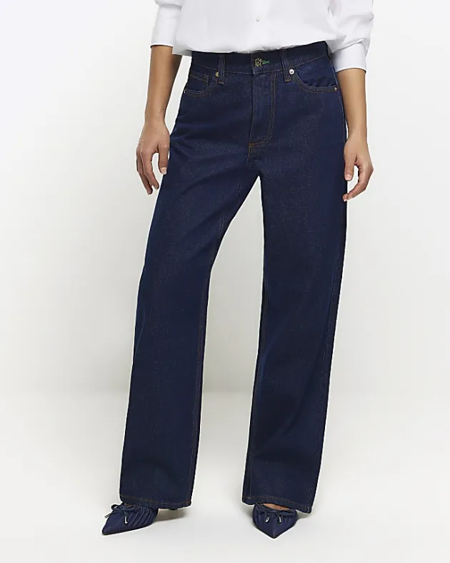River Island Petite high waisted straight jeans< Petite