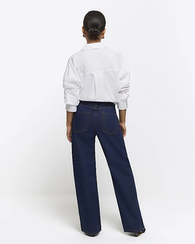 River Island Petite high waisted straight jeans< Petite