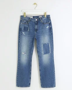 River Island Petite patch stove pipe straight jeans< Petite