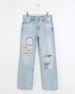 River Island Petite patch stove straight jeans< Petite