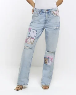 River Island Petite patch stove straight jeans< Petite