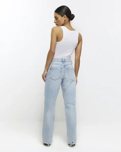 River Island Petite patch stove straight jeans< Petite