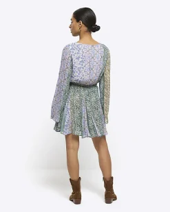 River Island Petite patchwork belted shift mini dress< Dresses