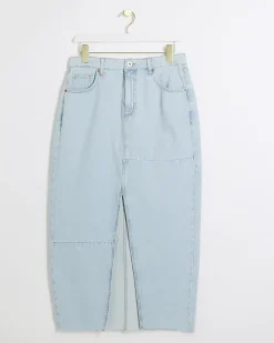 River Island Petite seamed denim maxi skirt< Petite