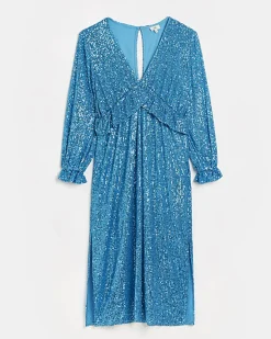 River Island Petite sequin frill midi dress< Petite