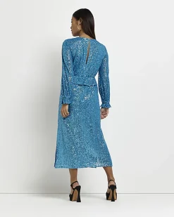 River Island Petite sequin frill midi dress< Petite