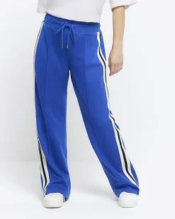 River Island Petite side stripe wide leg joggers< Petite