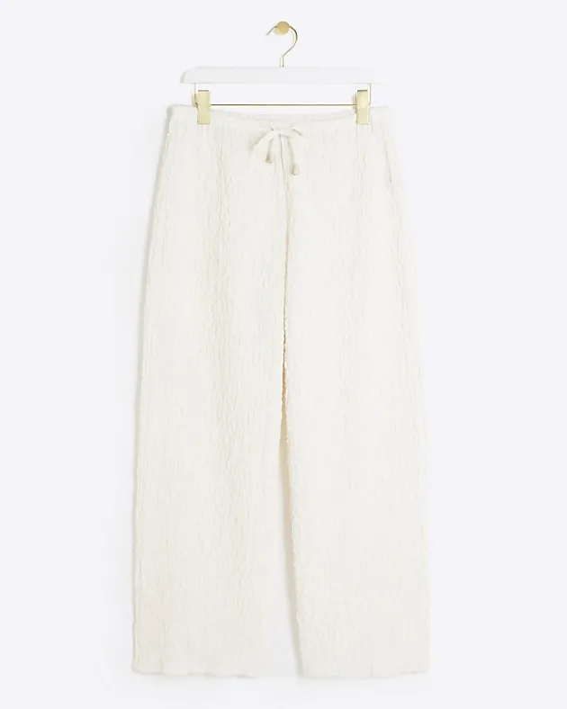 River Island Petite textured wide leg trousers< Petite