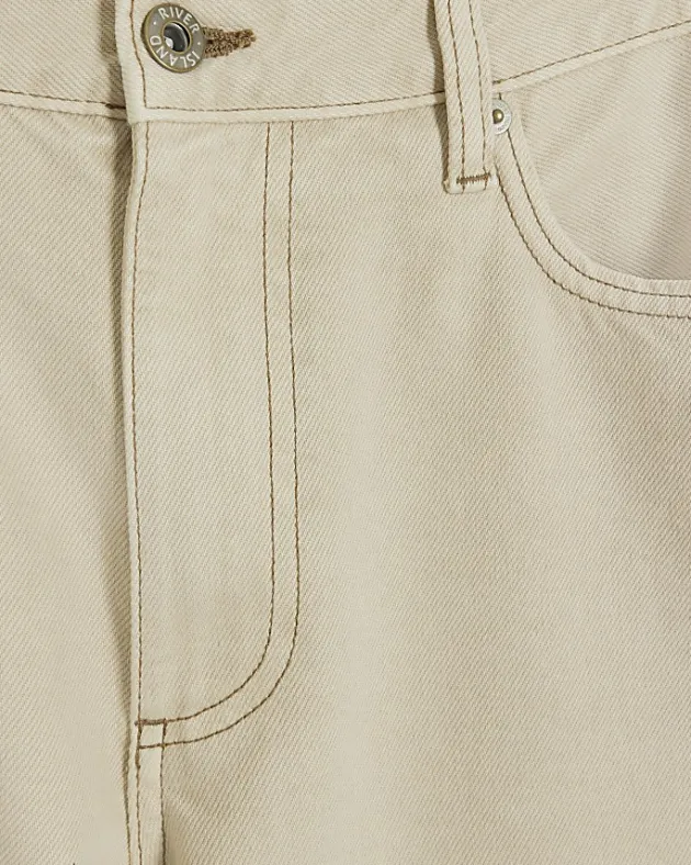 River Island Petite ecru high waisted straight jeans< Petite