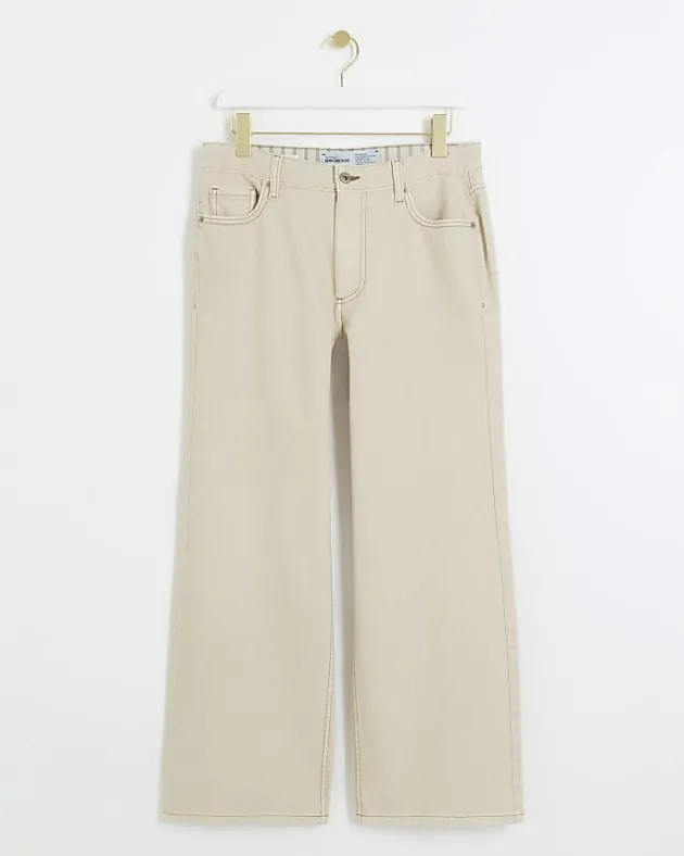 River Island Petite ecru high waisted straight jeans< Petite