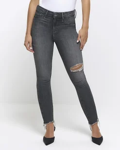 River Island Petite bum sculpt ripped jeggings< Petite