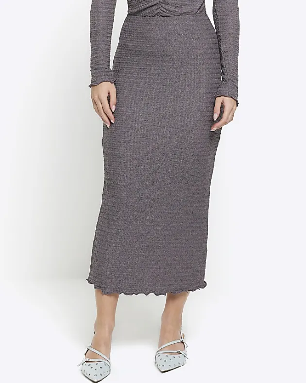 River Island Petite textured midi skirt< Petite