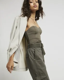 River Island Petite belted utility cargo trousers< Petite