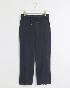 River Island Petite Navy wide leg lyocell trousers< Trousers