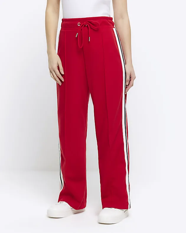 River Island Petite side stripe wide leg joggers< Petite