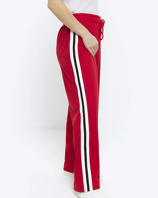 River Island Petite side stripe wide leg joggers< Petite