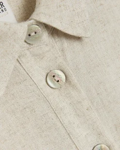 River Island Petite stone crop shirt with linen< Petite