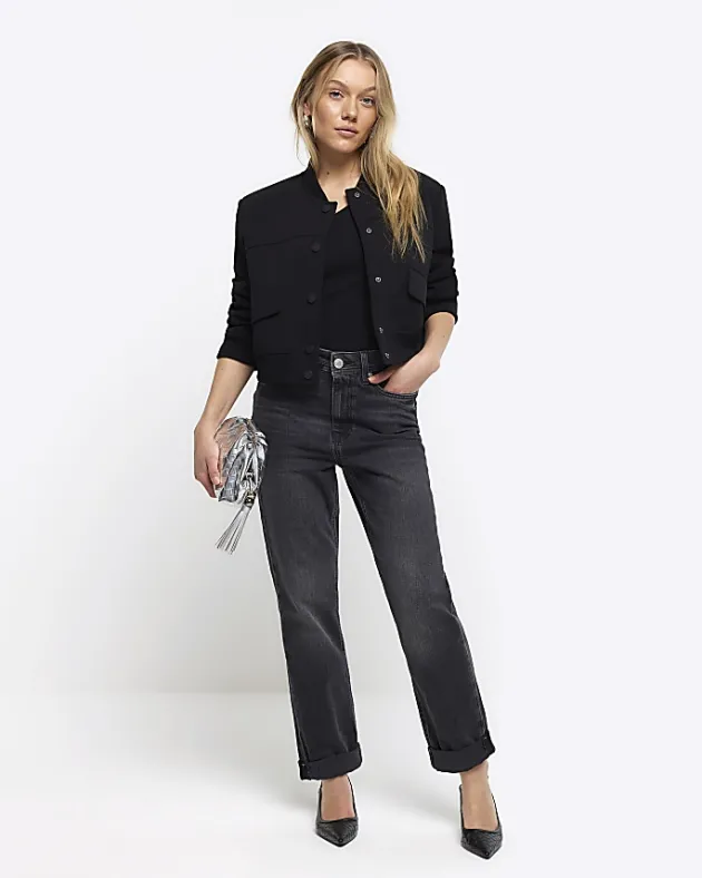 River Island Petite Washed Mom Sculpt Jeans< Petite