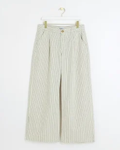 River Island Petite high waisted stripe loose jeans< Petite