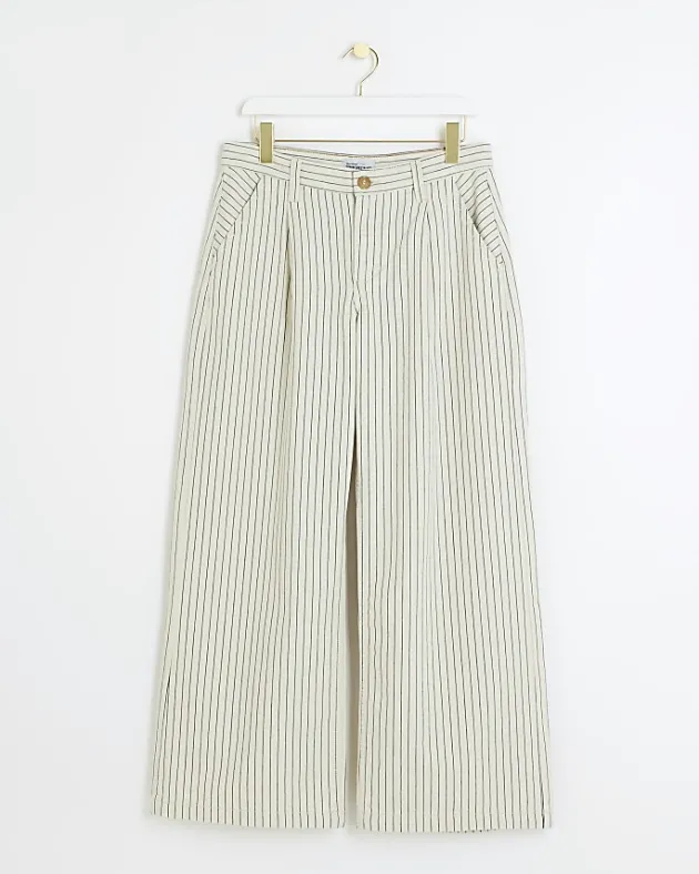 River Island Petite high waisted stripe loose jeans< Petite
