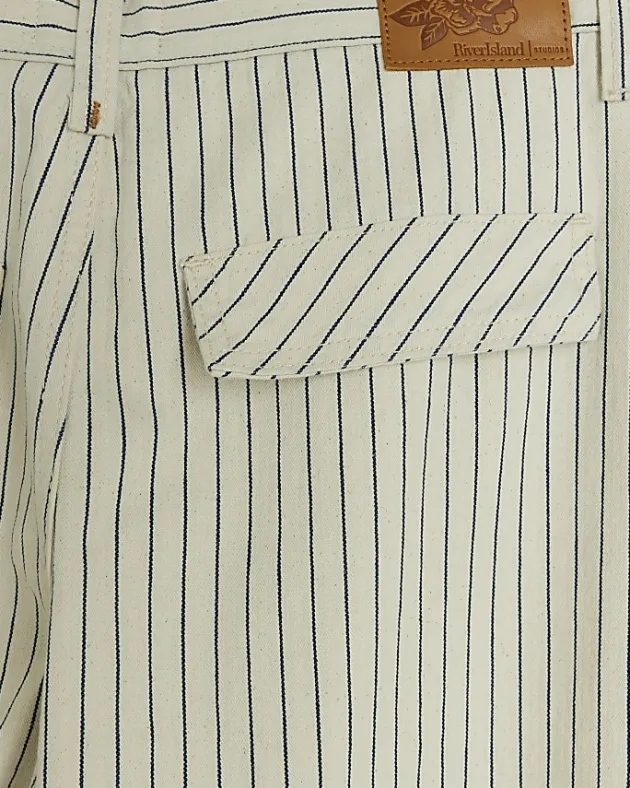 River Island Petite high waisted stripe loose jeans< Petite